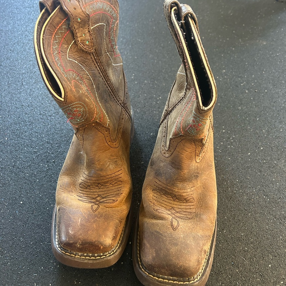 Justin Gypsy Western Cowgirl Boots Brown Leather Embroidered, size 10